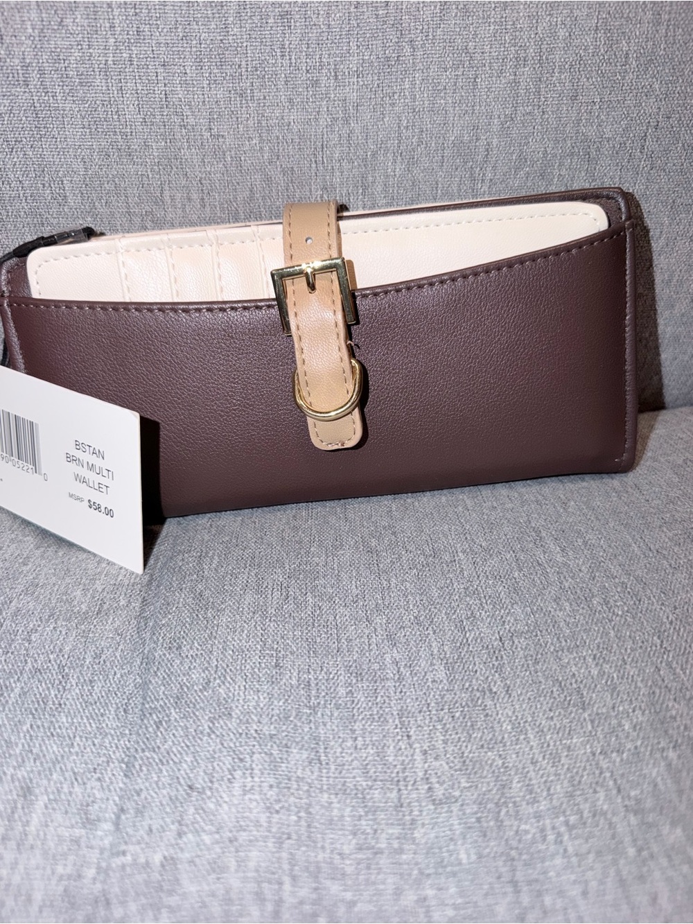 Steve Madden Brown and Tan Buckle-Front Women's Wallet